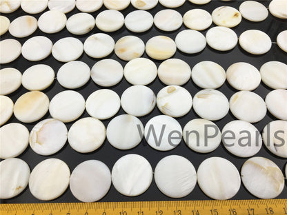 25mm Natural Mother of Pearl shell coin beads full strand,White shell,Ivory shell,GSHE-C-005