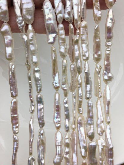 AA+ 4-7mm toothpick Biwa Pearl Necklace,white Pearl necklace,Genuine Fresh Water Pearl,Wedding Necklace,Mothers Day,ZS-80-11
