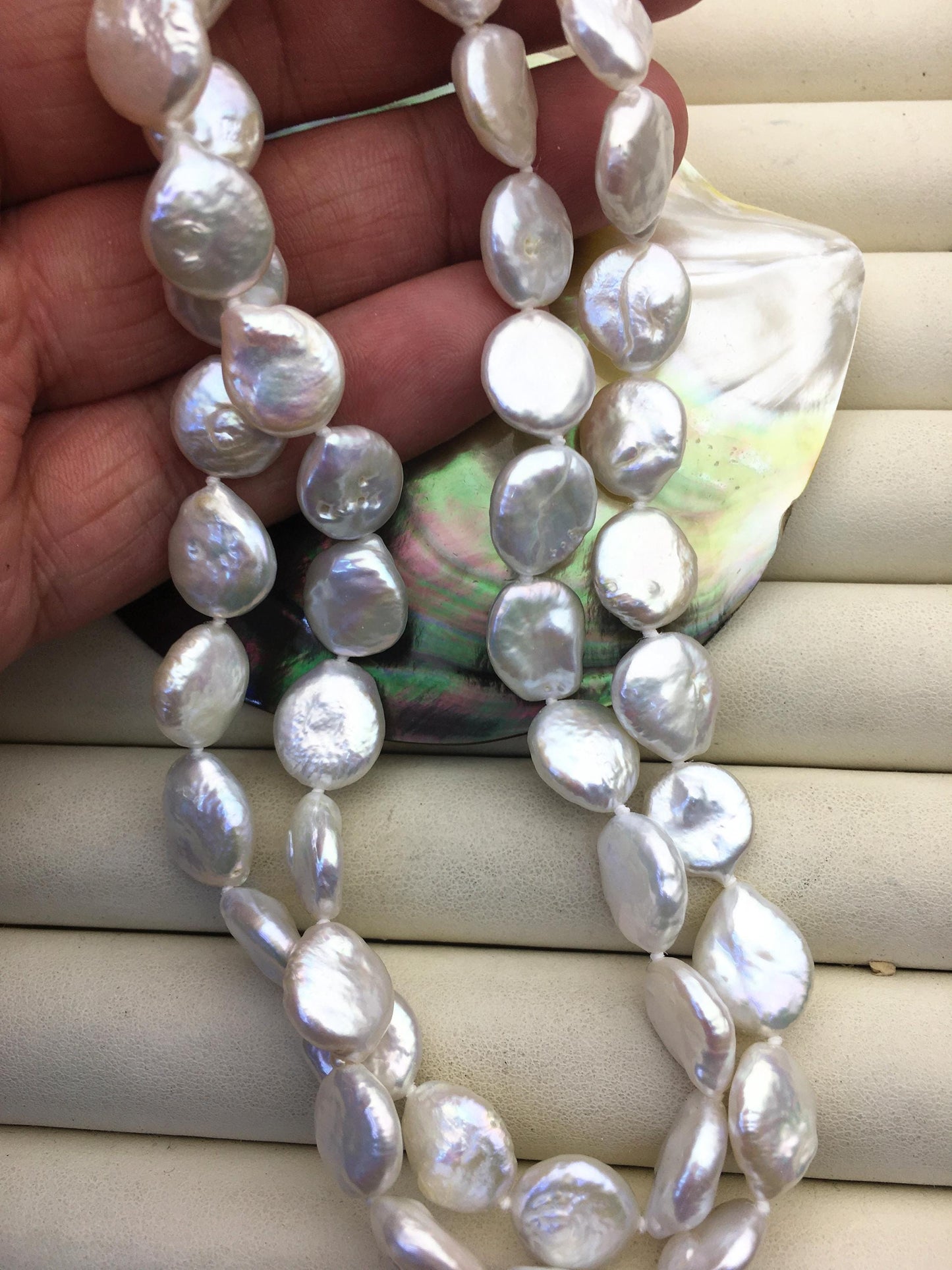 25'' AA+ 11-12mm White Coin Pearl Necklace - petite Pearl Necklace - Pearl Jewelry,NPN1-050