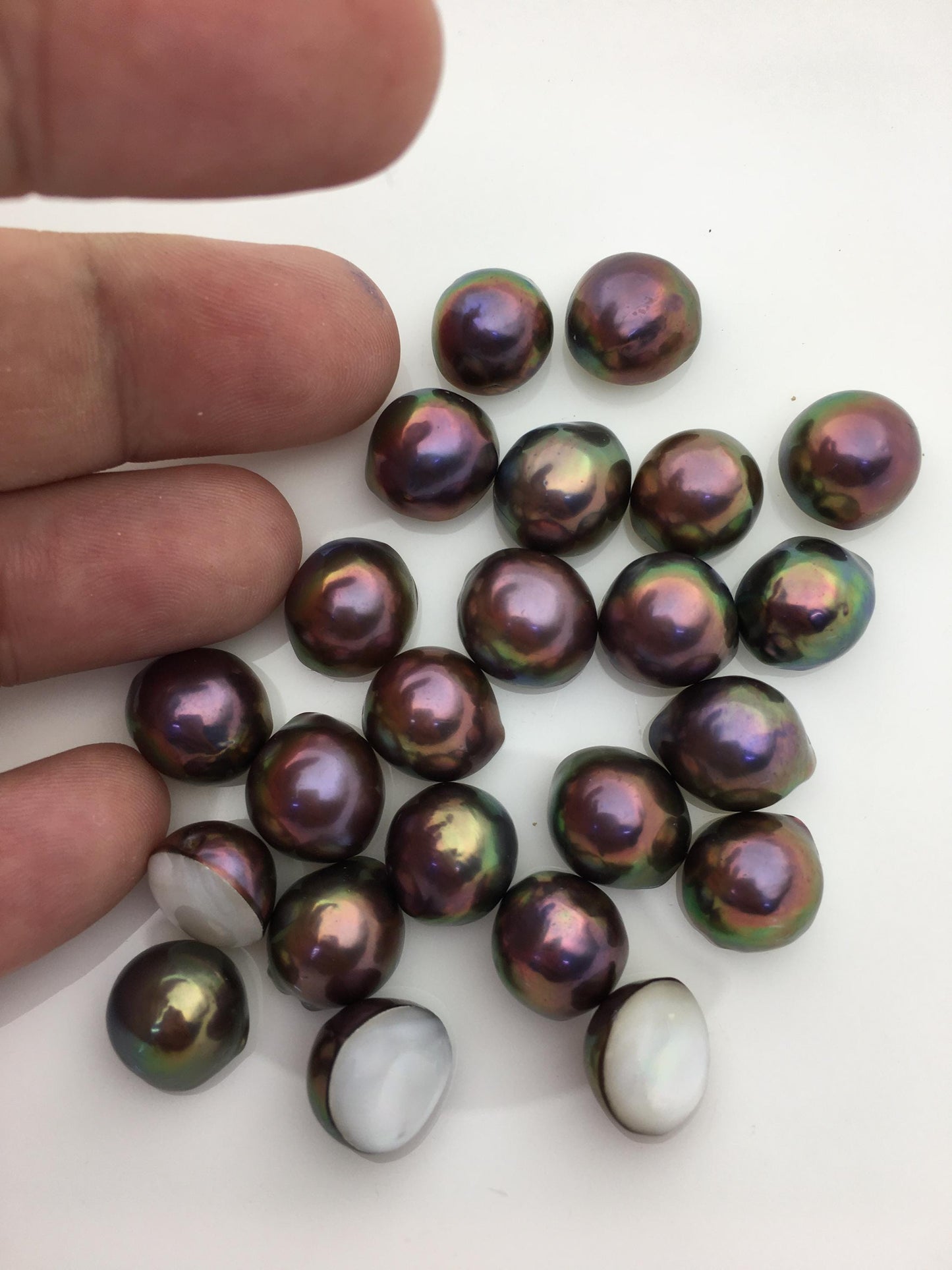 23pcs AAA 11-13mm Black Rainbow Baroque Freshwater Mabe Natural Rainbow Freshwater Pearls,no hole,MB-T25