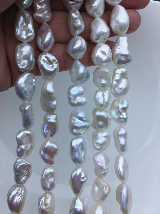 AA+ 11-14mm White thick long keshi Freshwater Pearl,ZS-200-34