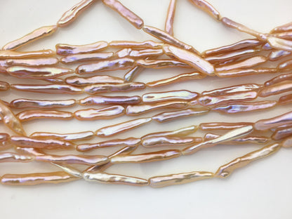 15.5'' AAA 5-8mm natural orange rainbow Toothpick pearls,ZS-80-25-13