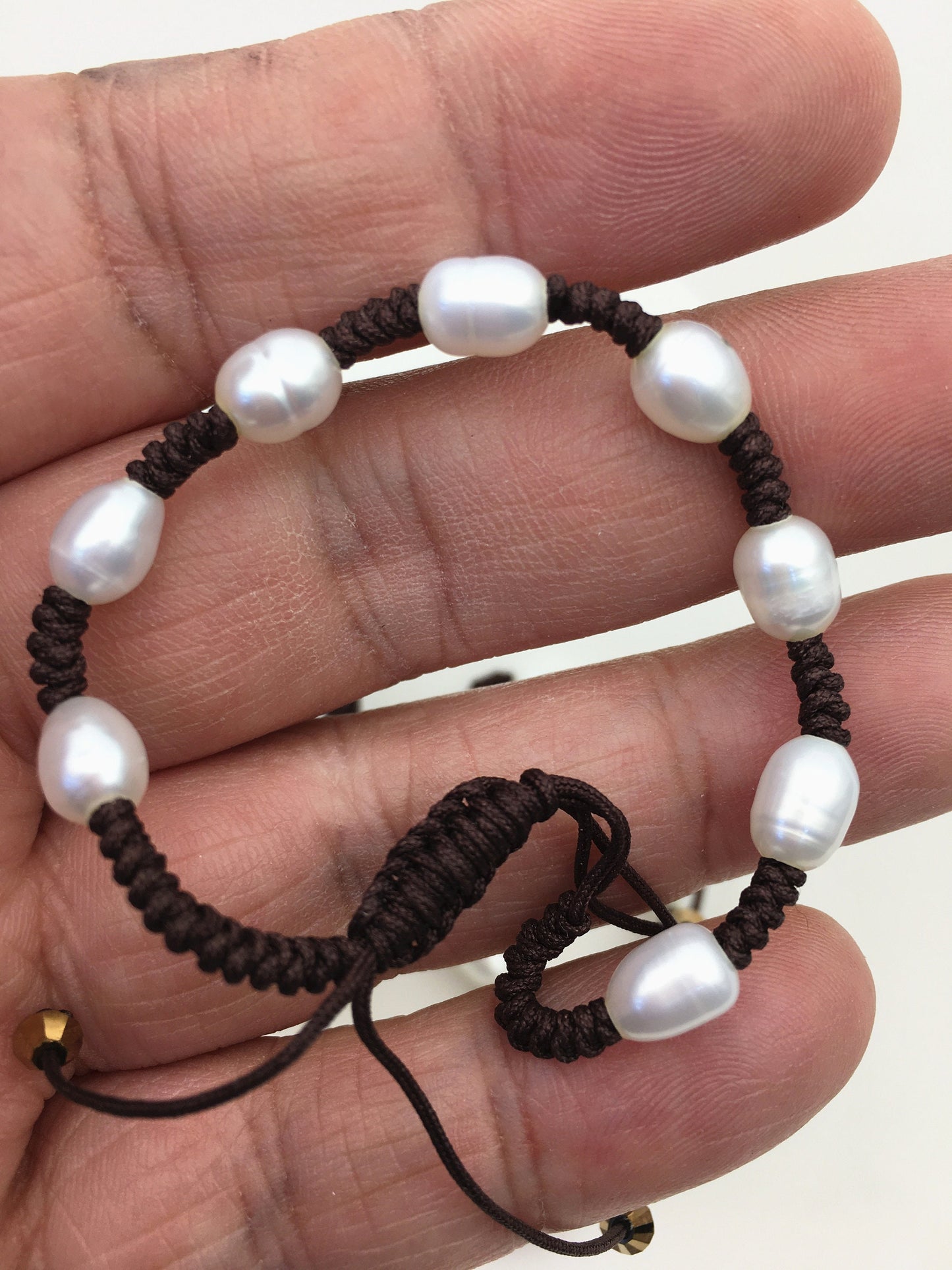 1pc AA+ 5-6mm rice pearl thread bracelet,adjust length,pearl bracelet, knotted freshwater pearl bracelet,Pearls Bracelet,B8-T6-9