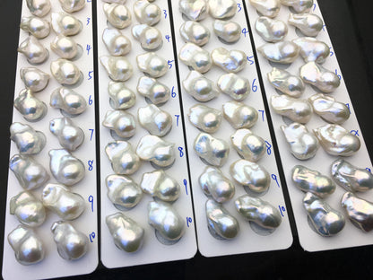 1 pair AAA 14-17x20-25mm White Flameball Pearl Pairs - 0.9mm top half hole - large Baroque freshwater pearl pairs,FL15-3A-8-36