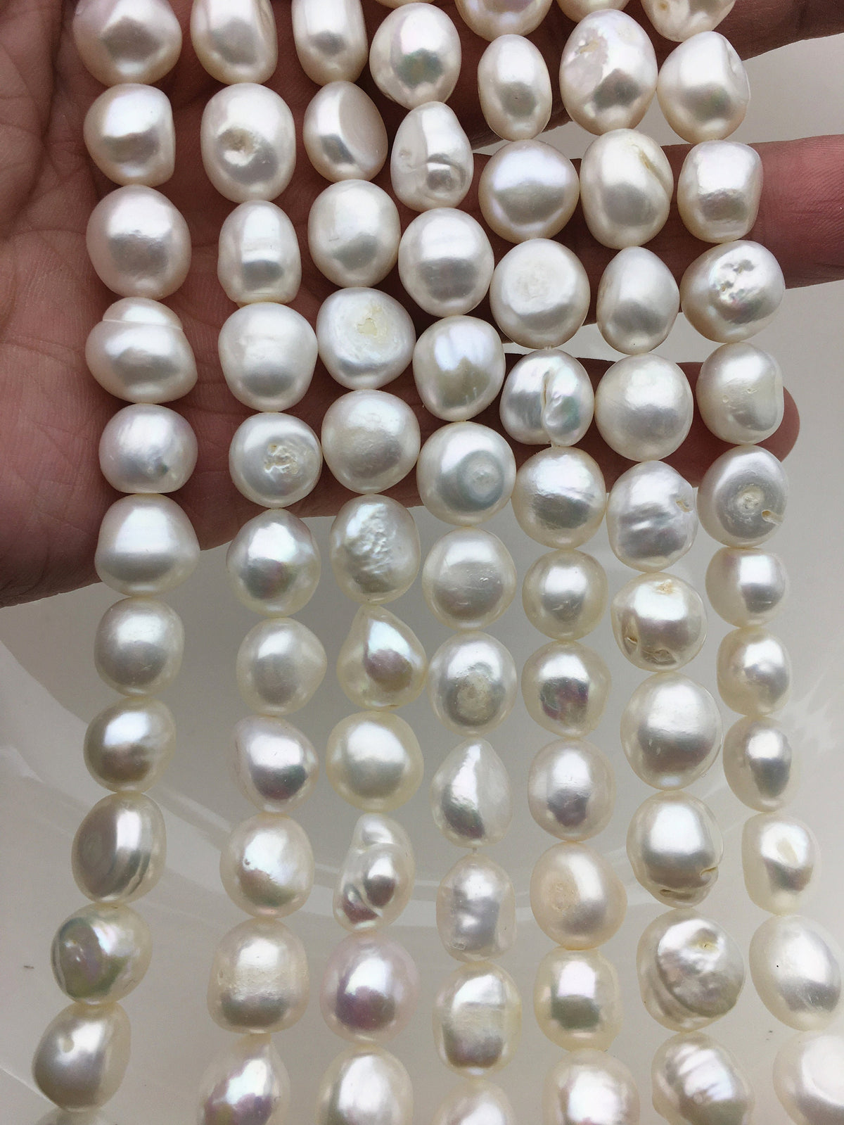 AA 10.2-11.2mm White nugget freshwater pearls,baroque pearl strand freshwater pearls,pearl strand,LM11-2A-2