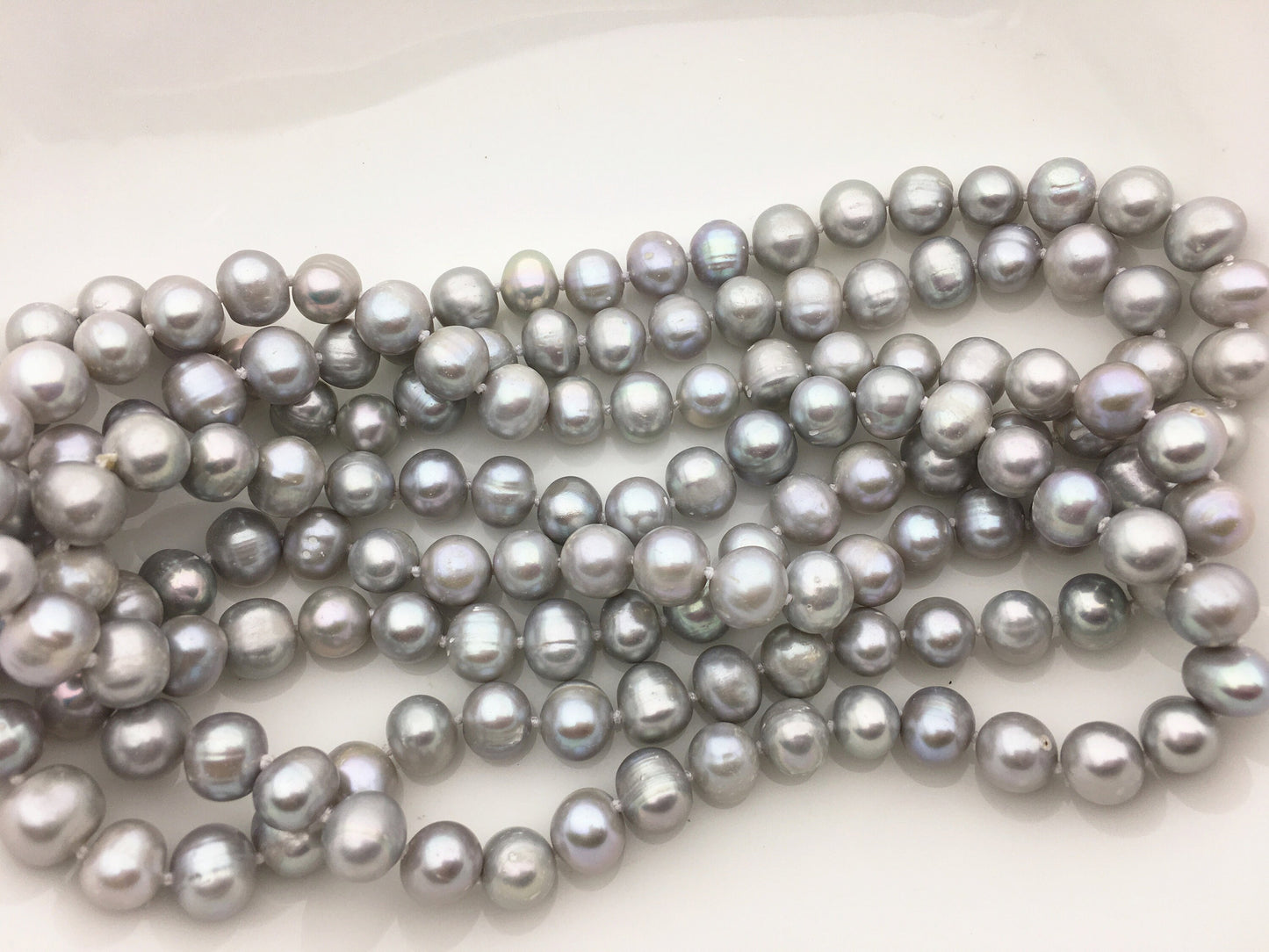 58'' 9mm AA Gray potato Freshwater Pearl Necklace,NPN1-T34