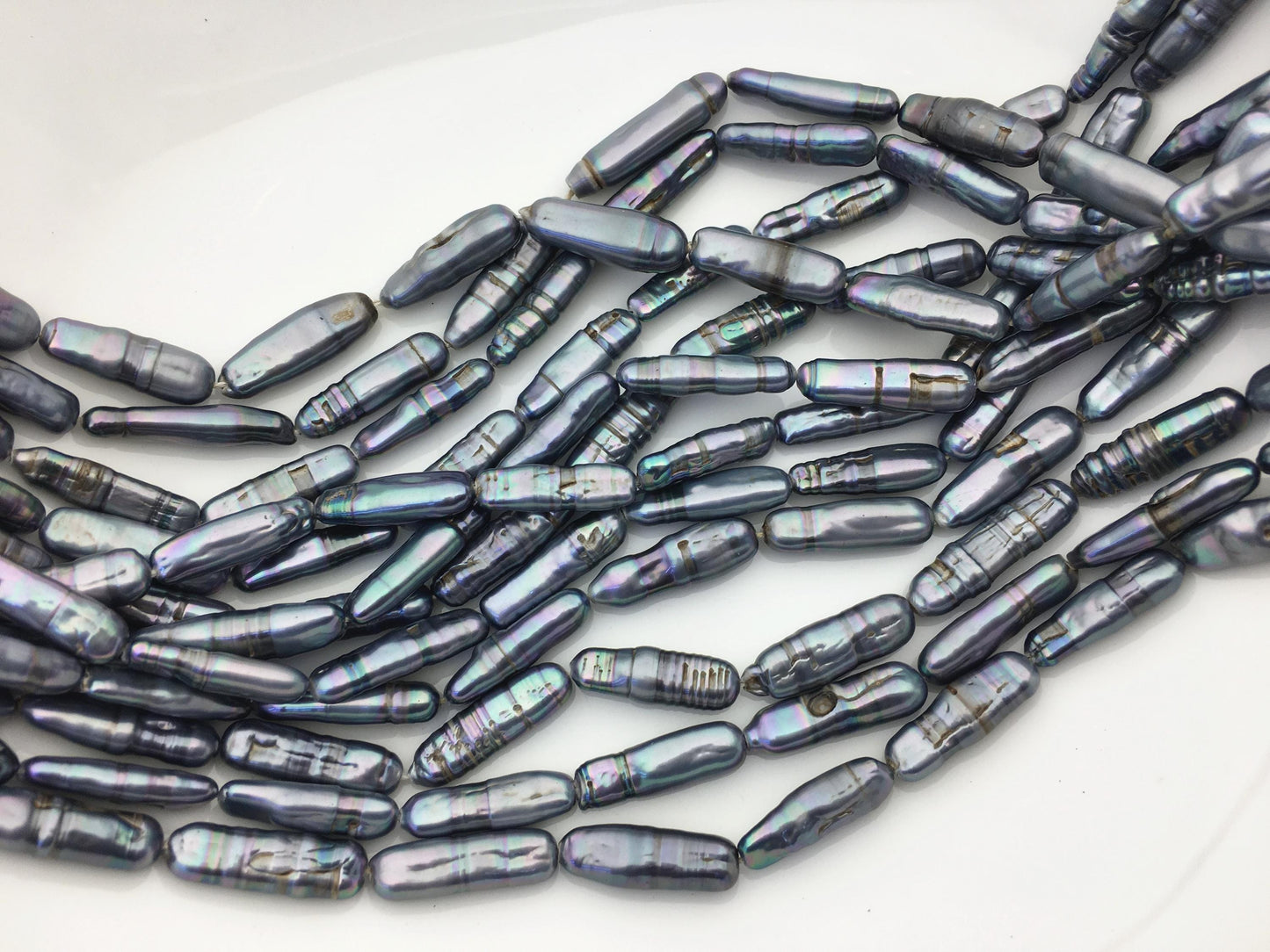 15.5'' AA 6-8mm Black Blue rectangle pearls,ZS-80-25-17