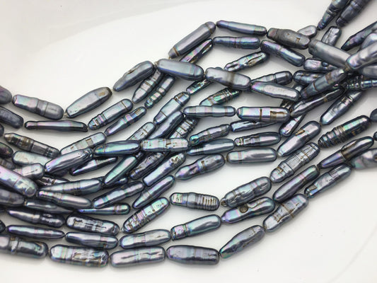 15.5'' AA 6-8mm Black Blue rectangle pearls,ZS-80-25-17