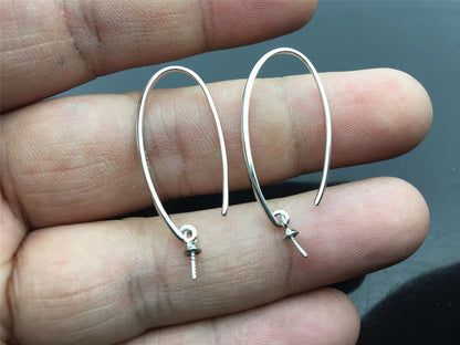 Big S925 Sterling Silver White/Yellow dangle hook earrings, Sterling Silver, for dangle earrings,DIY,wholesale,ASL-ER-018