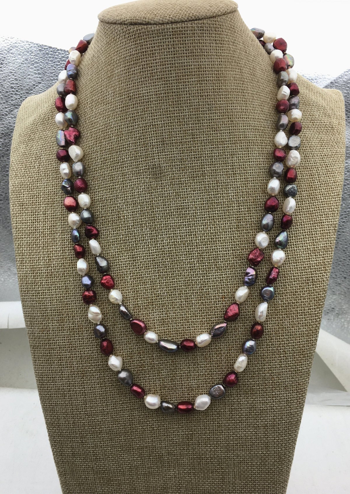 48 inches 8-9mm mix color nugget pearl Long freshwater Necklace,NPN1-101