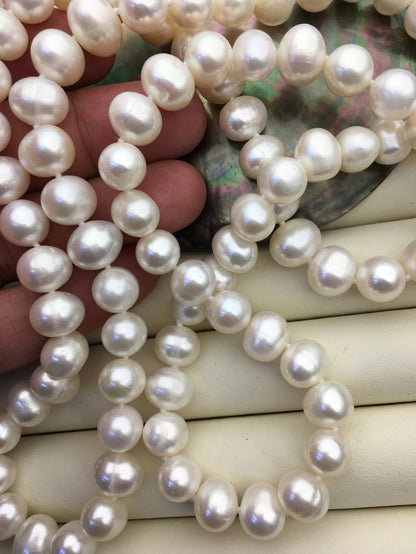 32'' AA+ 10mm whtie potato pearl Necklace,white Pearl necklace,NPN1-018