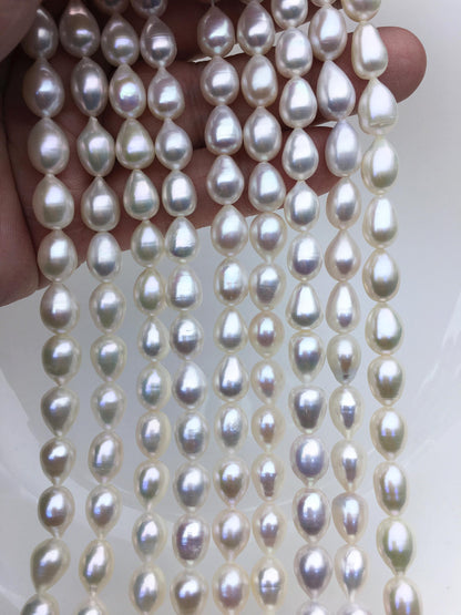 AAA- 7.2-8mm*8-11mm white Teardrop freshwater pearls,oval loose pearl beads,diy pearl,genuine freshwater pearl,LR8-T7
