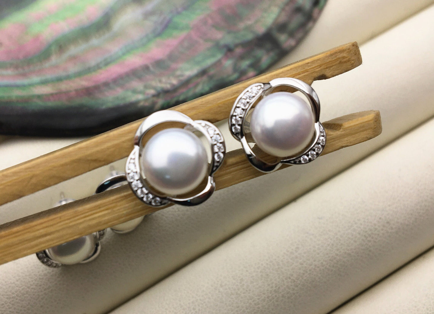 Bridal AAA pearl earrings,high luster pearl,genuine freshwater pearl earrings,Sterling Silver,SE3-010