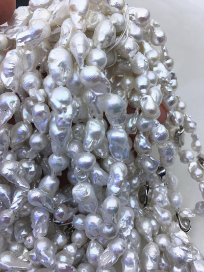 17'' AA+ 9-11m white mini baroque Flame ball freshwater Pearl necklace,genuine freshwater Pearl necklace,NPN1-T63-13