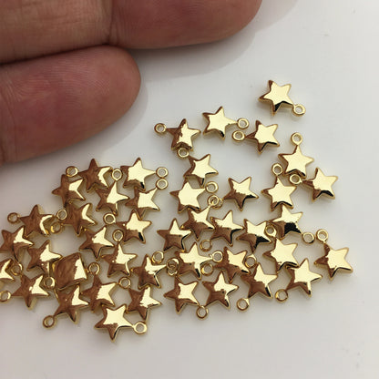 25pcs 6mm Yellow Gold Five Star for DIY,copper plated 18k gold for make necklace,AAL-003-15