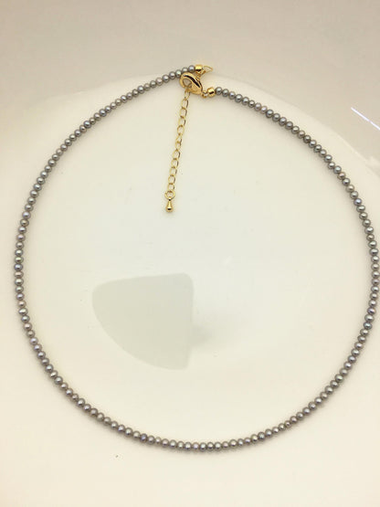 16+2'' AAA 2.5-3mm white tiny small near round pearl Necklace,Wedding Necklace, Love, Mothers Day,Happiness,wholesale,NPN1-T15