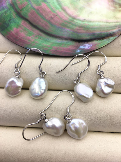 AA+ 10-11mm white Natural keshi Pearl Dangle Earrings,Earrings for Women Girls,SE3-T22