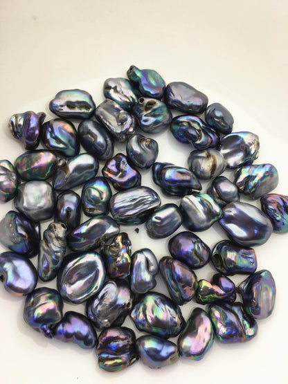 49pcs A 12-21mm black blue green keshi freshwater pearls, no hole,ZS-T34