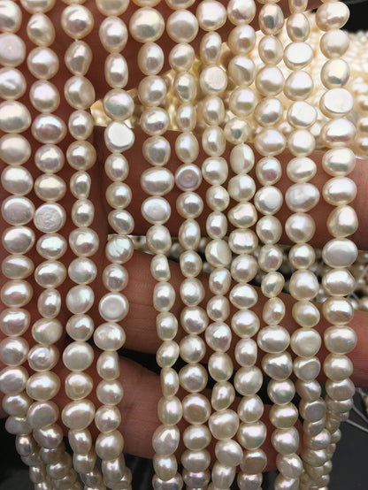 AAA 5-6mm white nugget freshwater pearls,irregular nugget freshwater pearl strand,LM5-3A-10