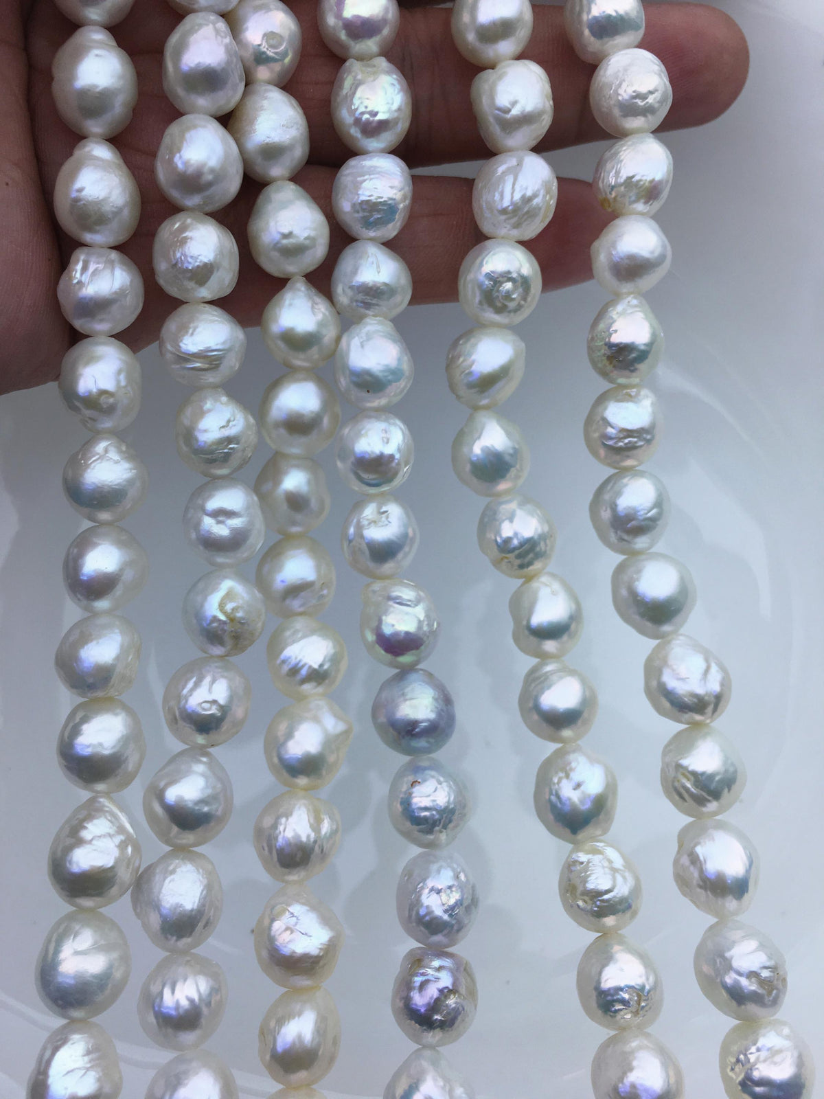 AA+ 9-11mm white baroque near round Edison Freshwater Pearl,ED12-2A-5-59