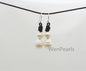 White Pearls and Leather Earrings- fashion earrings, Genuine freshwater pearl - Real leather - Select Leather Color - Le51-001