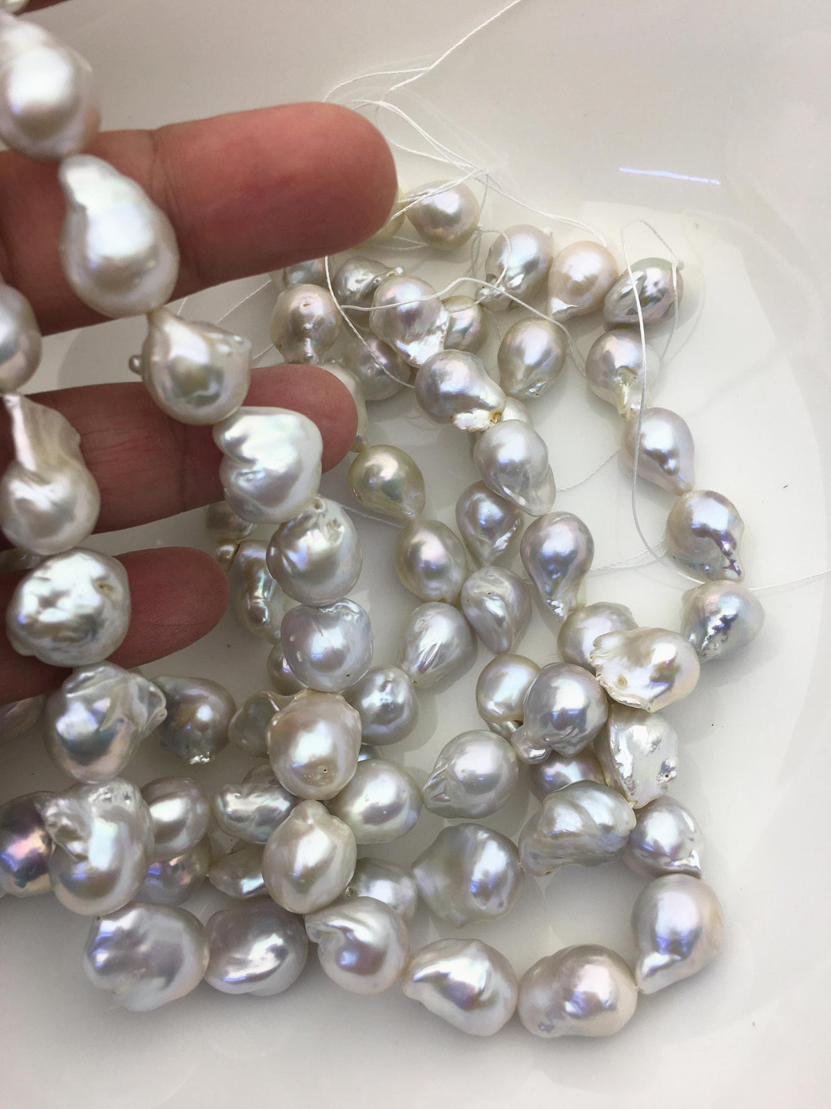 15.5'' AA+ 12-15mm White flame ball pearl,FL15-2A-5-13