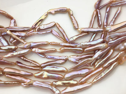 15.5'' AAA 4-7mm natural light purple rainbow Toothpick pearls,ZS-80-25-9