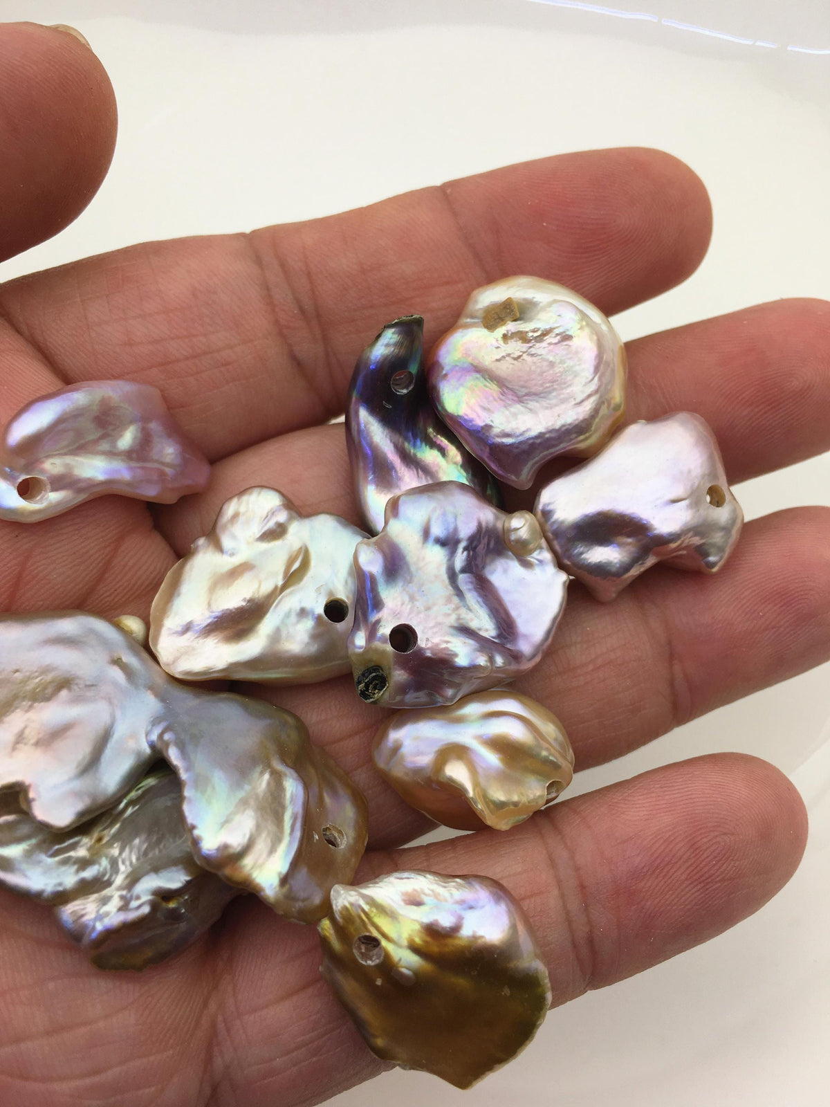 12pcs AA+/AA 11-19mm purple rainbow keshi freshwater pearls,2mm top side large hole,ZS-127-T11