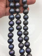 15.5'' AA 11-13mm Black Round Carved Freshwater Pearl - Hand Carved - CAC-T22