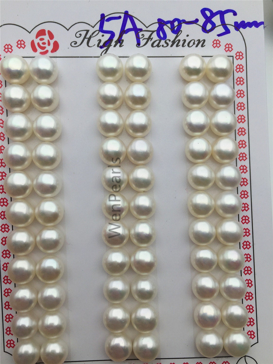 11 pairs AAA+ 8-8.5mm White button round freshwater pearls,button earrings,genuine freshwater pearls,half drilled pearls,BTN8-5A-1