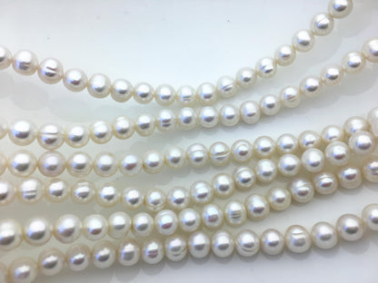 AA 9-10mm white near round potato freshwater pearls,freshwater potato shape pearl string,CR9-2A-12