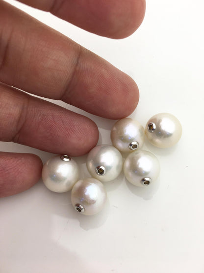 1pc AA+ 11-15mm Sterling Silver White Round Edison Pearl Pendant,NC1-011