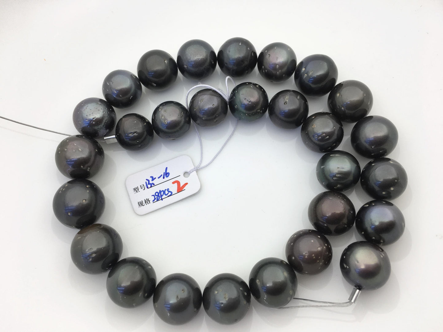 15.5'' A 13-15mm Black Round Shape tahitian pearl,TH12-2A-13-1