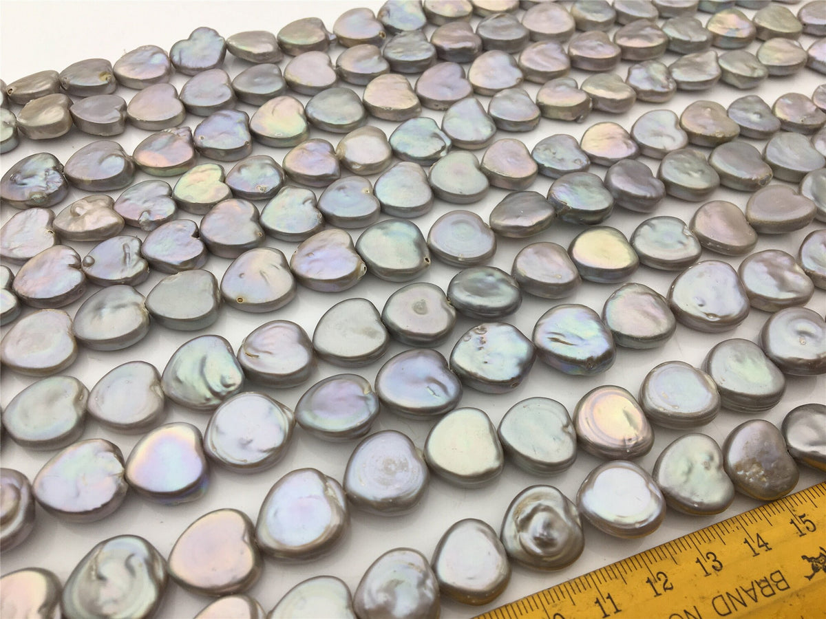 AA+ 15-17mm Gray heart Shape Freshwater Pearl,one full strand,wholesale,ZS-103-30
