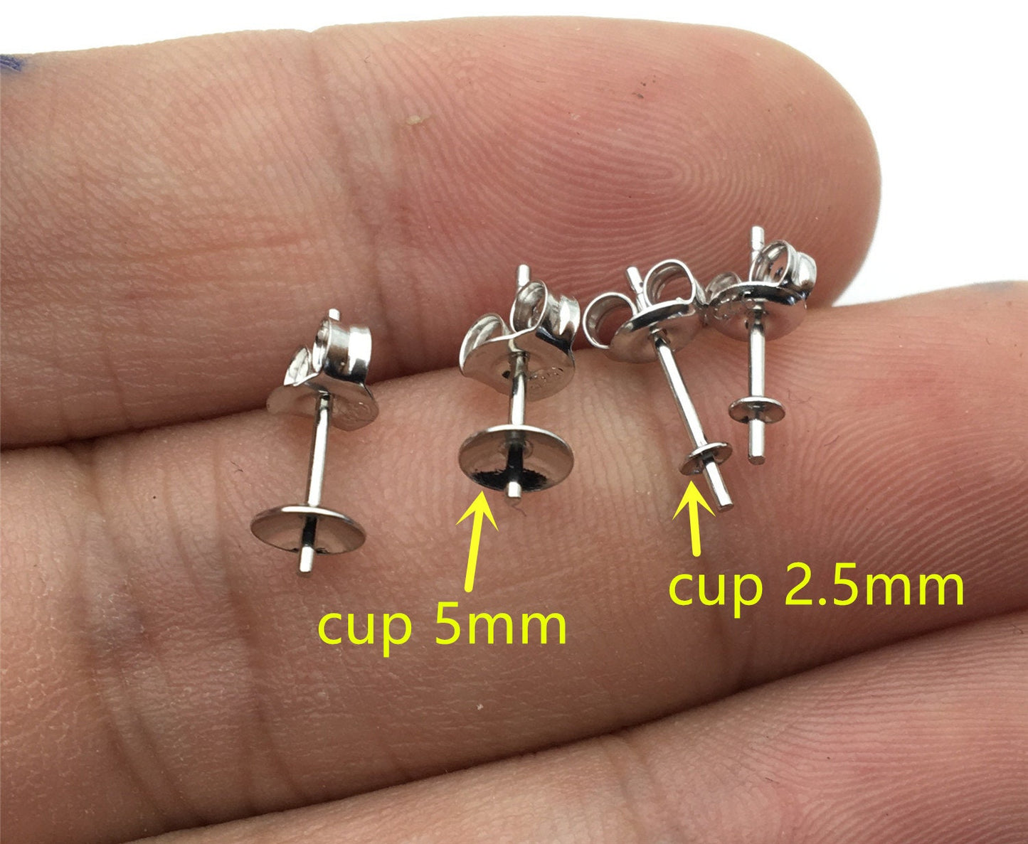 2.5mm/3mm/5mm CUP size sterling silver stud, stud for earrings,ASL-ER-013