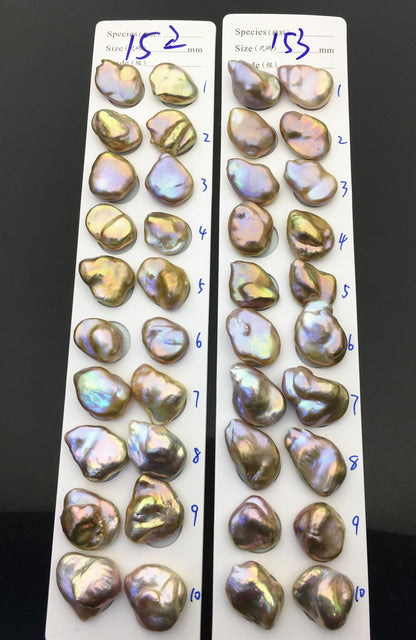 1 pair AAA 13-16x17-22mm Natural Rainbow Baroque Pearl Pairs,Baroque Cultured Freshwater Pearl,no hole,FL15-3A-9-28