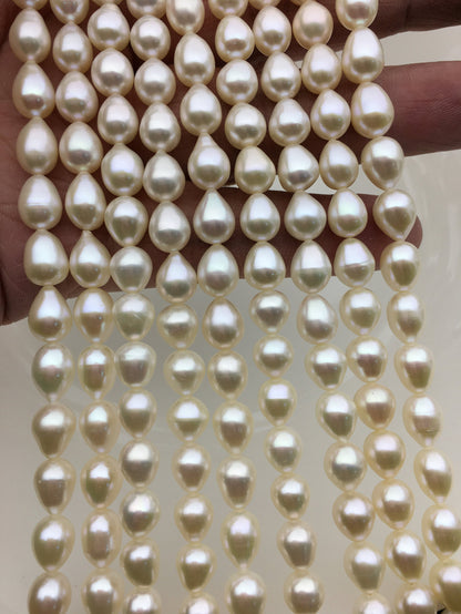 AAA 7-8mm*8-9mm white teardrop freshwater pearls,Cultured white freshwater pearls beads,pearl necklace,pearl wholesale,LR7-3A-71-3
