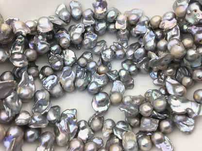 15.5'' A 12-15mm gray flame ball pearl,FL15-2A-5-57