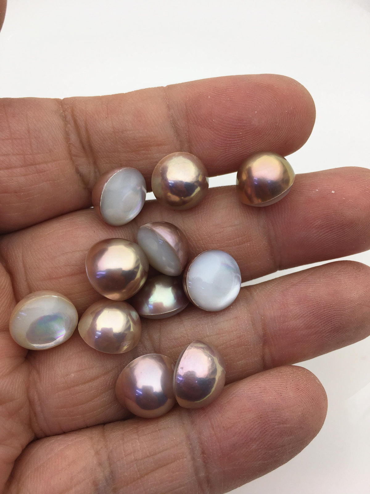 16pcs AAA 11-12mm Baroque Freshwater Mabe Natural Rainbow Freshwater Pearls,no hole,MB-T17