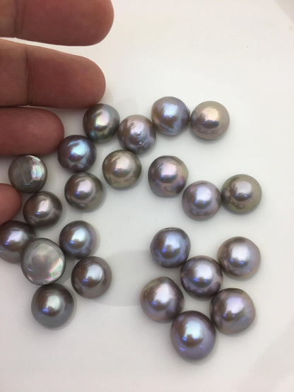 23pcs AAA 13-14mm Gray Purple Baroque Mabe Natural Rainbow Freshwater Pearls,no hole,MB-T37