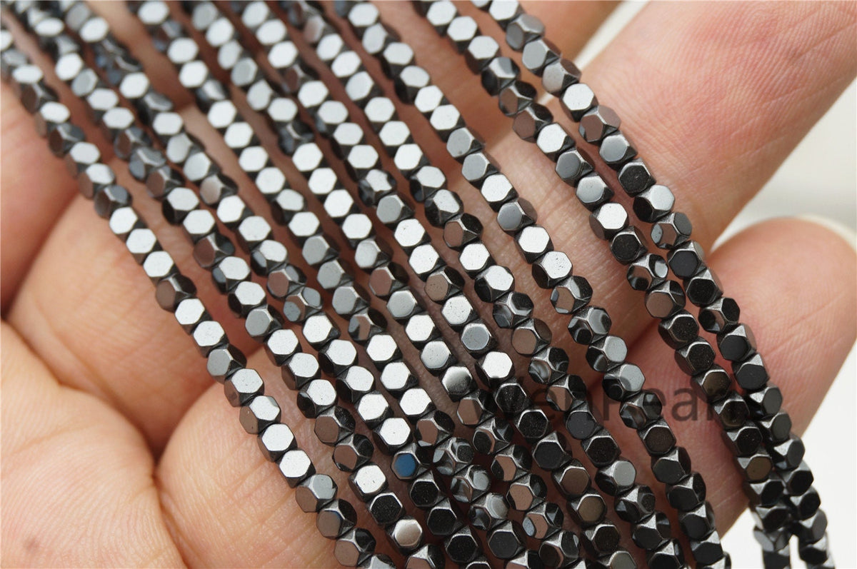 Hematite,2x2mm eight faceted Beads,AAA, 170 beads,15.5 inches,G50-OTH22-001