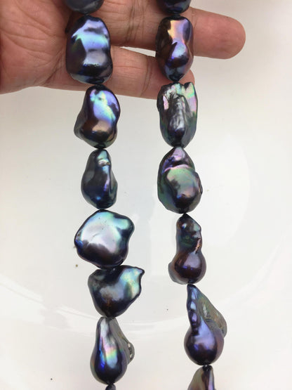 15.5'' AAA 13-18mm Black Rainbow flame ball pearl,FL15-3A-7-27