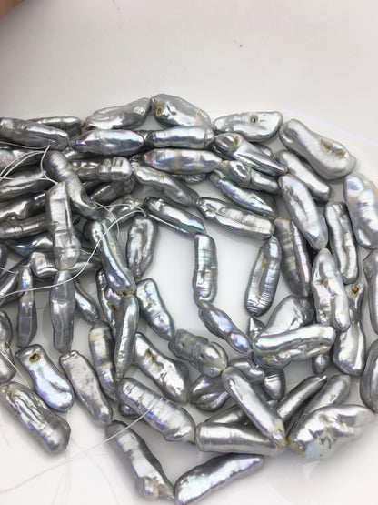 AA 9-12mm Gray Thick Biwa keshi Freshwater Pearl,ZS-200-83