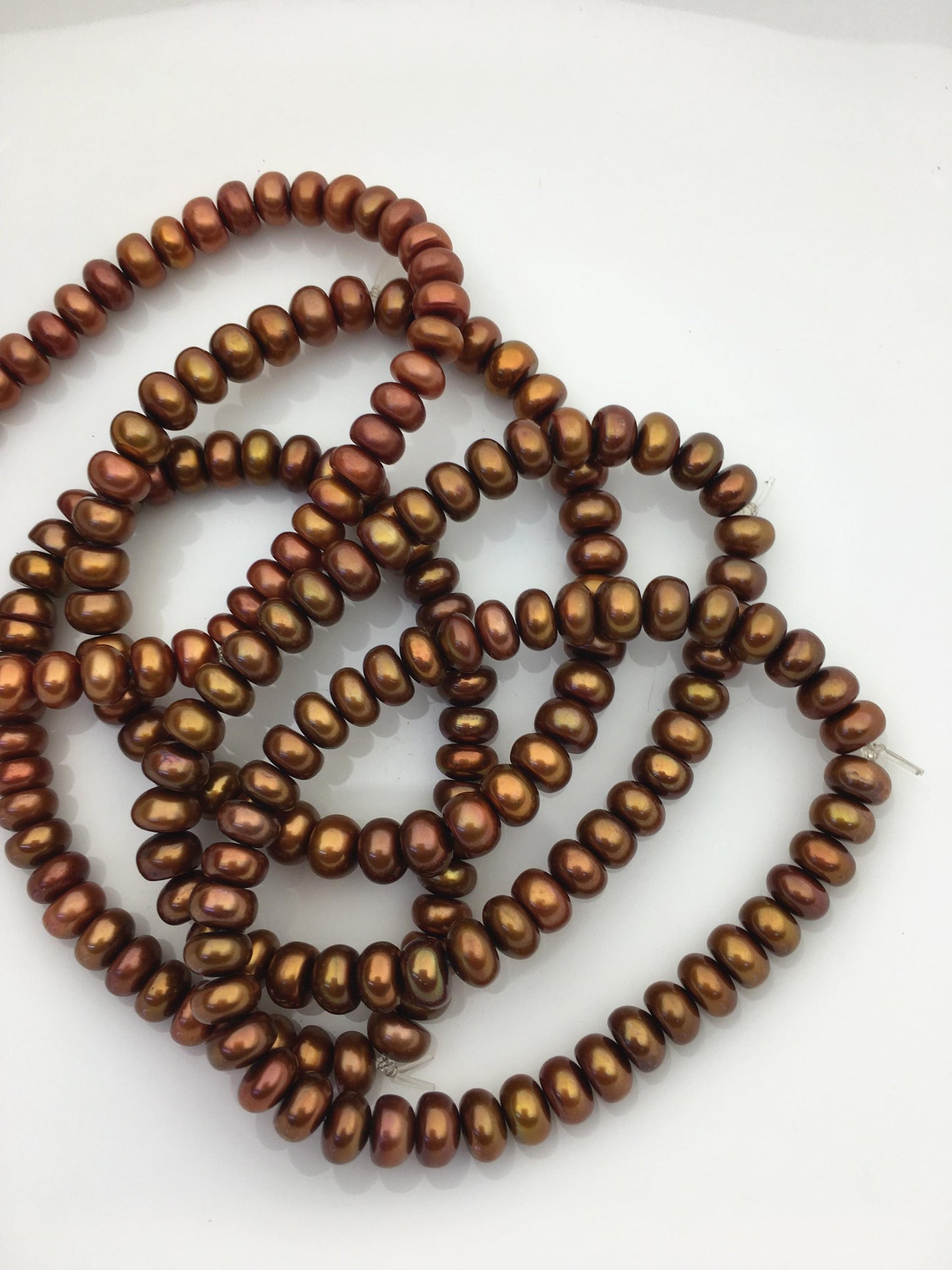 2pcs AAA 7'' 6-7mm brown button round Freshwater pearl Elastic string Bracelet,B8-T4