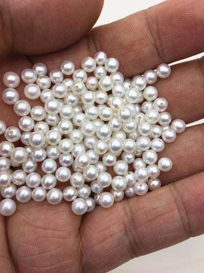 10pcs AAA 4.5-5mm seed round freshwater pearl bead,white freshwater round loose pearl wholesale,tiny pearl supply,RP4-3A-8