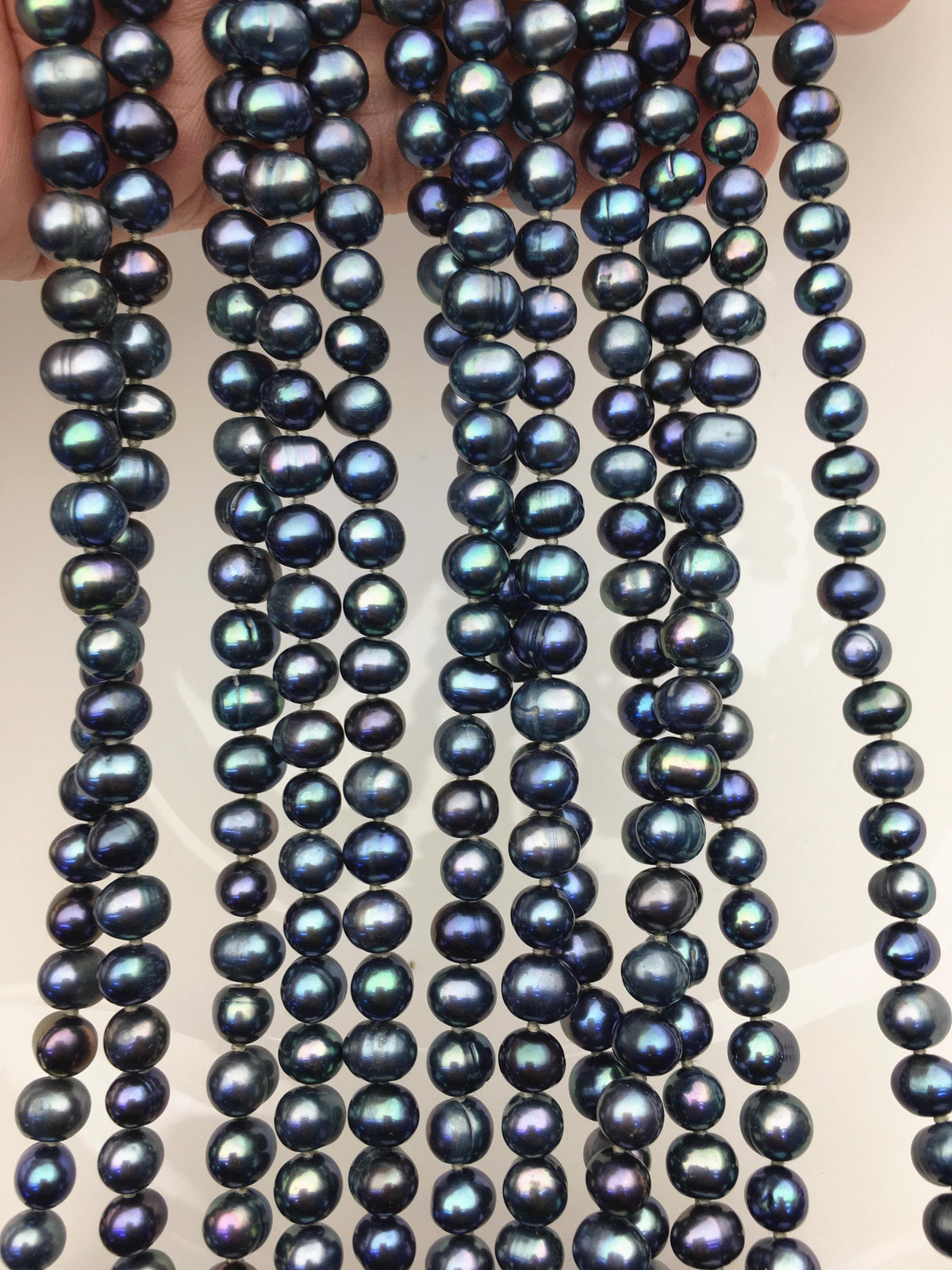 46'' AA+ 6-6.5mm potato black blue pearl Necklace,Pearl necklace,NPN1-T33