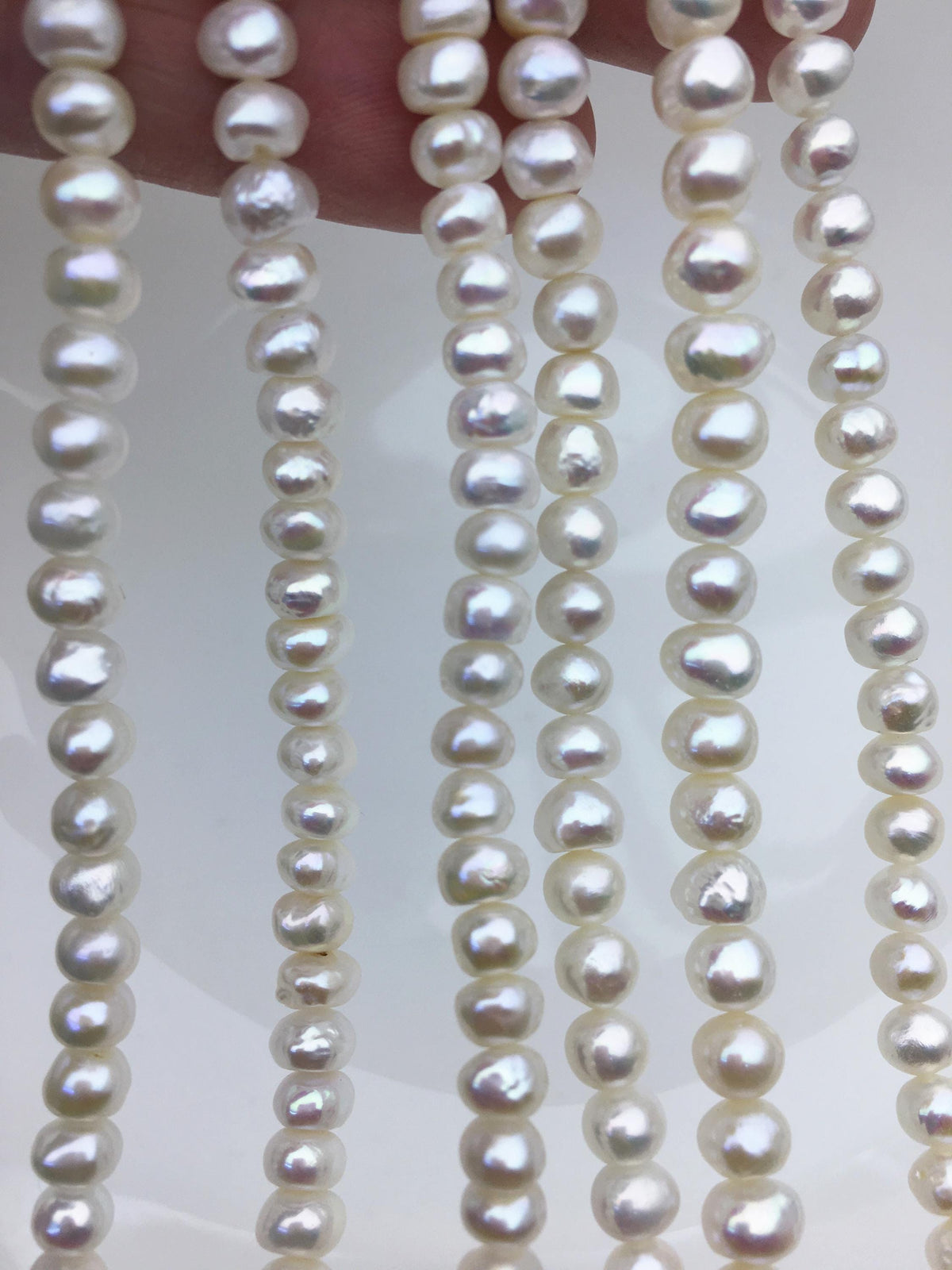 AA+ 5.5-6.5mm Thick Skin white button pearls,Rondelle pearl Beads,loose strands,SM6-T13