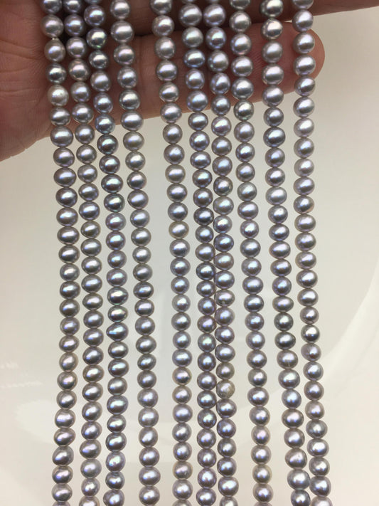 AAA 4-4.5mm gray near round freshwater pearls,4mm seed pearl,RP4-T6