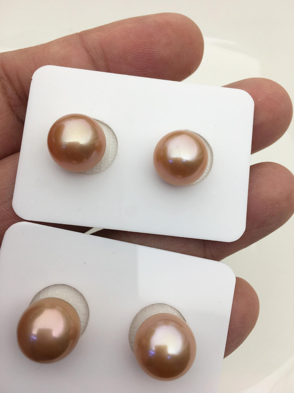 1 pair AAA+ 11-12mm Natural Color Rainbow Round edison freshwater pearl,ED12-3A-1-15