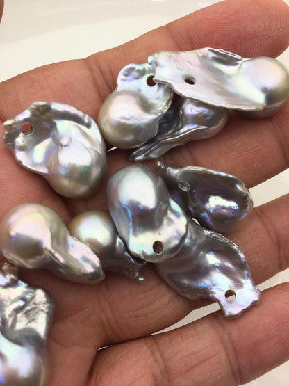 10pcs AA+ 14-17mm big gray flame ball pearl,2.2mm large hole,FL15-T4-40